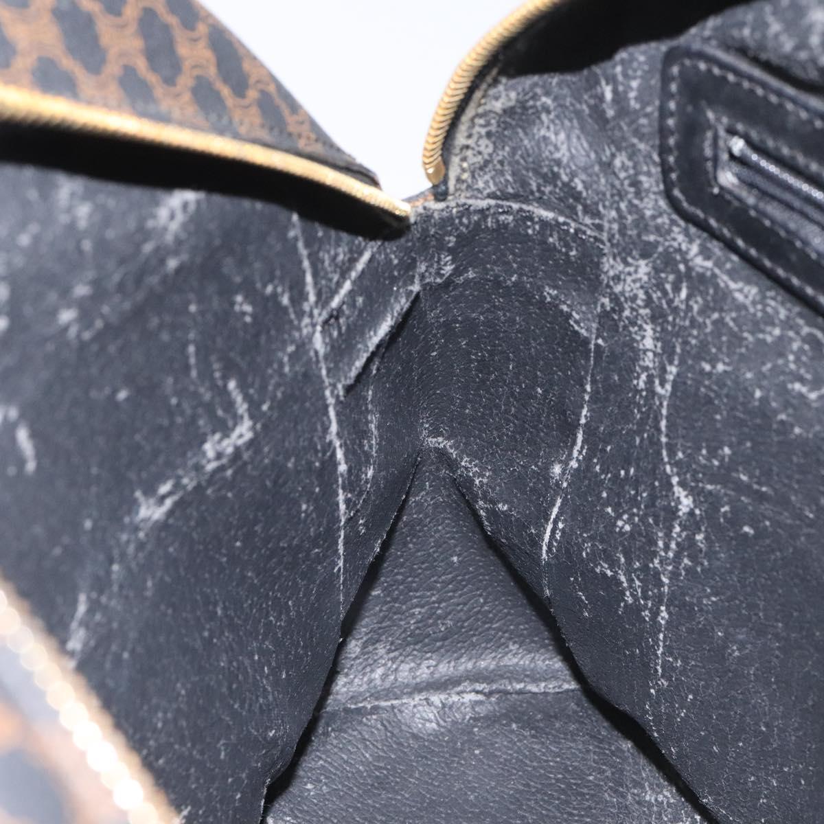 CELINE Macadam Canvas Hand Bag PVC Leather Black Auth 110331