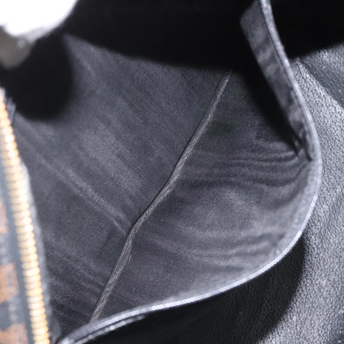 CELINE Macadam Canvas Hand Bag PVC Leather Black Auth 110331