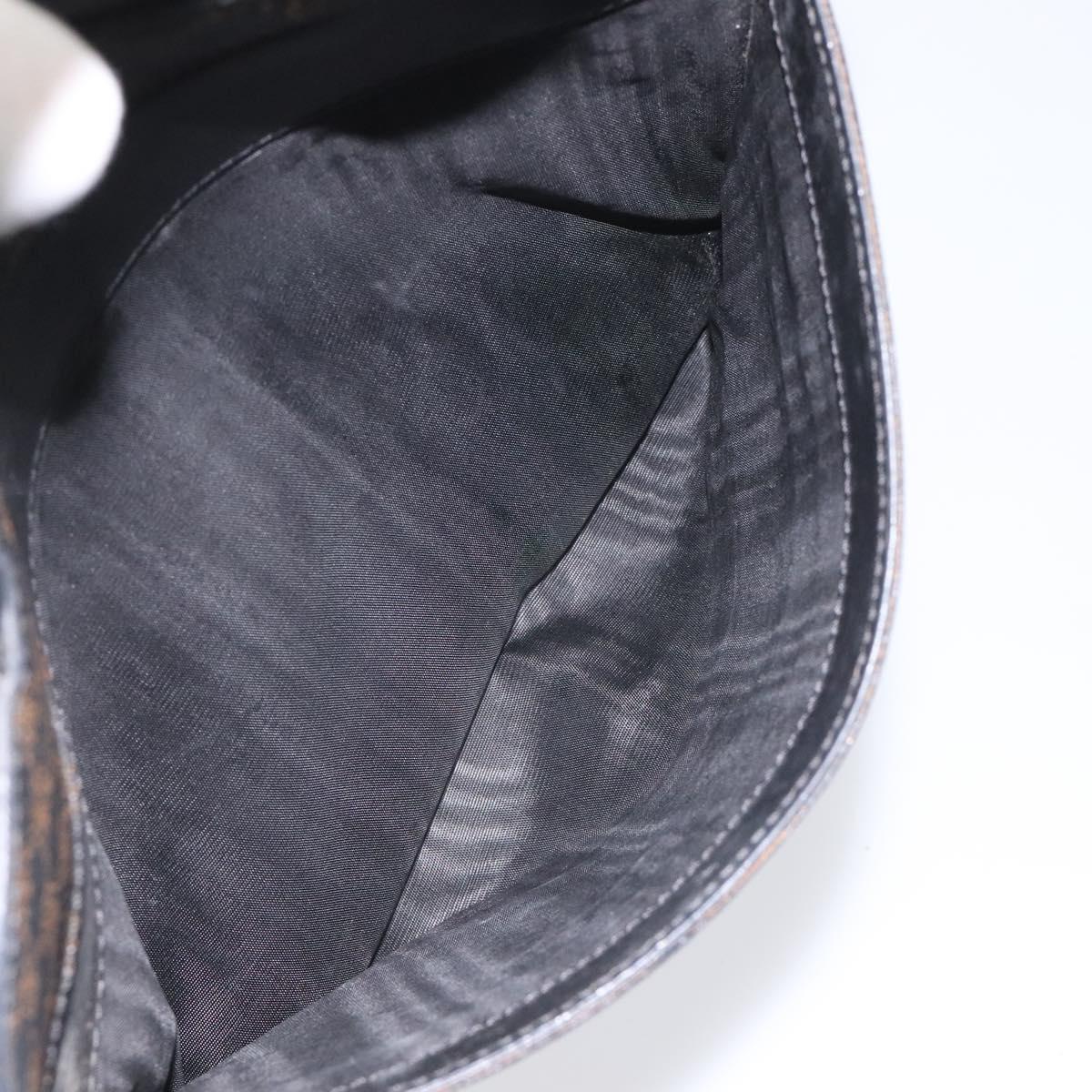 CELINE Macadam Canvas Hand Bag PVC Leather Black Auth 110331