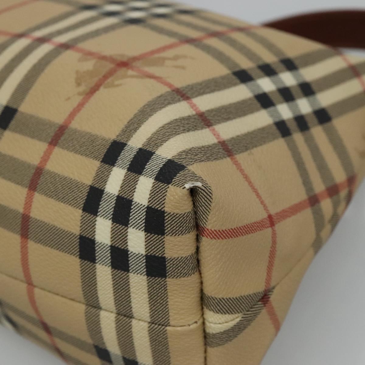 BURBERRY Nova Check Shoulder Bag PVC Leather Beige Brown Auth 110337