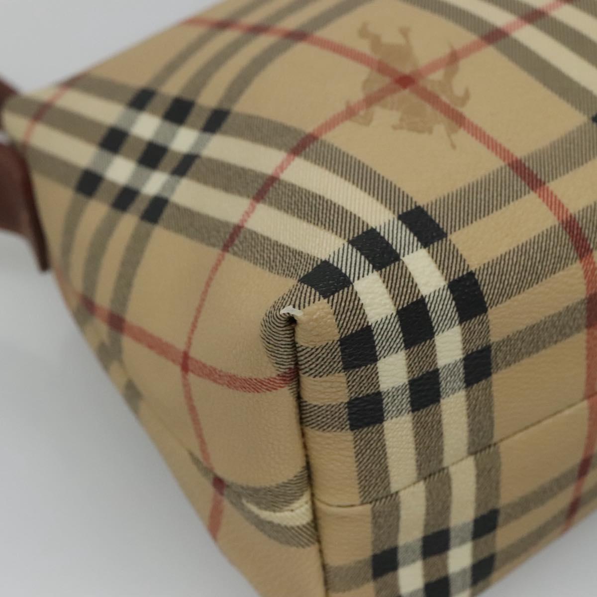 BURBERRY Nova Check Shoulder Bag PVC Leather Beige Brown Auth 110337