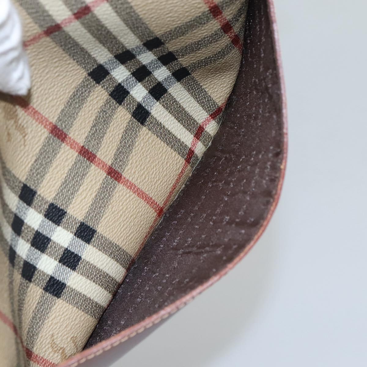 BURBERRY Nova Check Shoulder Bag PVC Leather Beige Brown Auth 110337