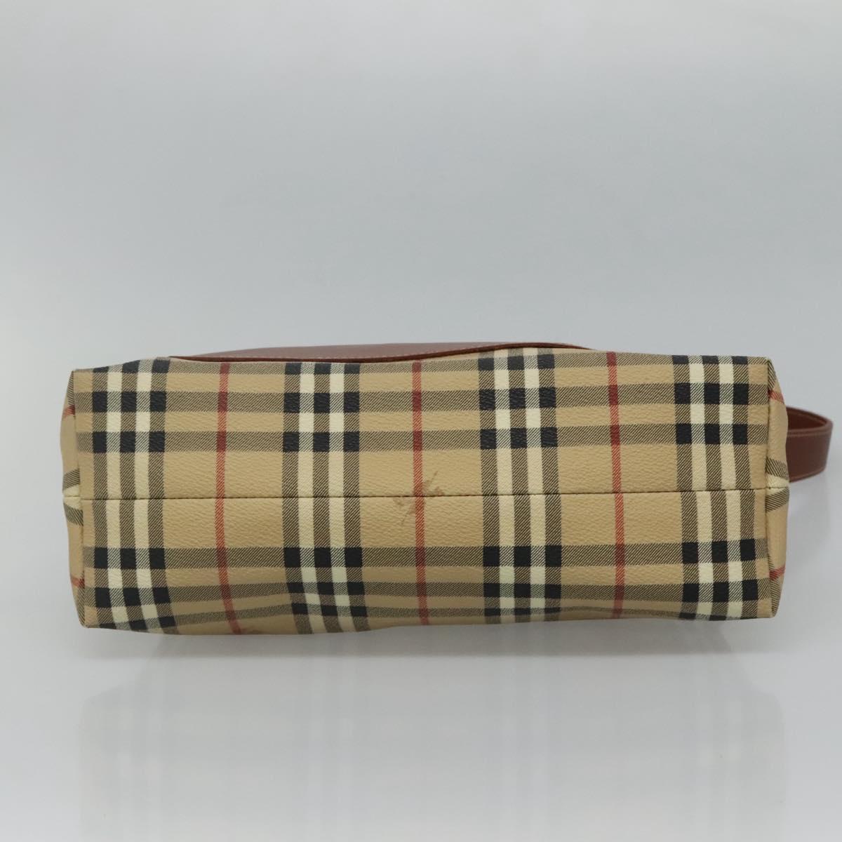 BURBERRY Nova Check Shoulder Bag PVC Leather Beige Brown Auth 110337