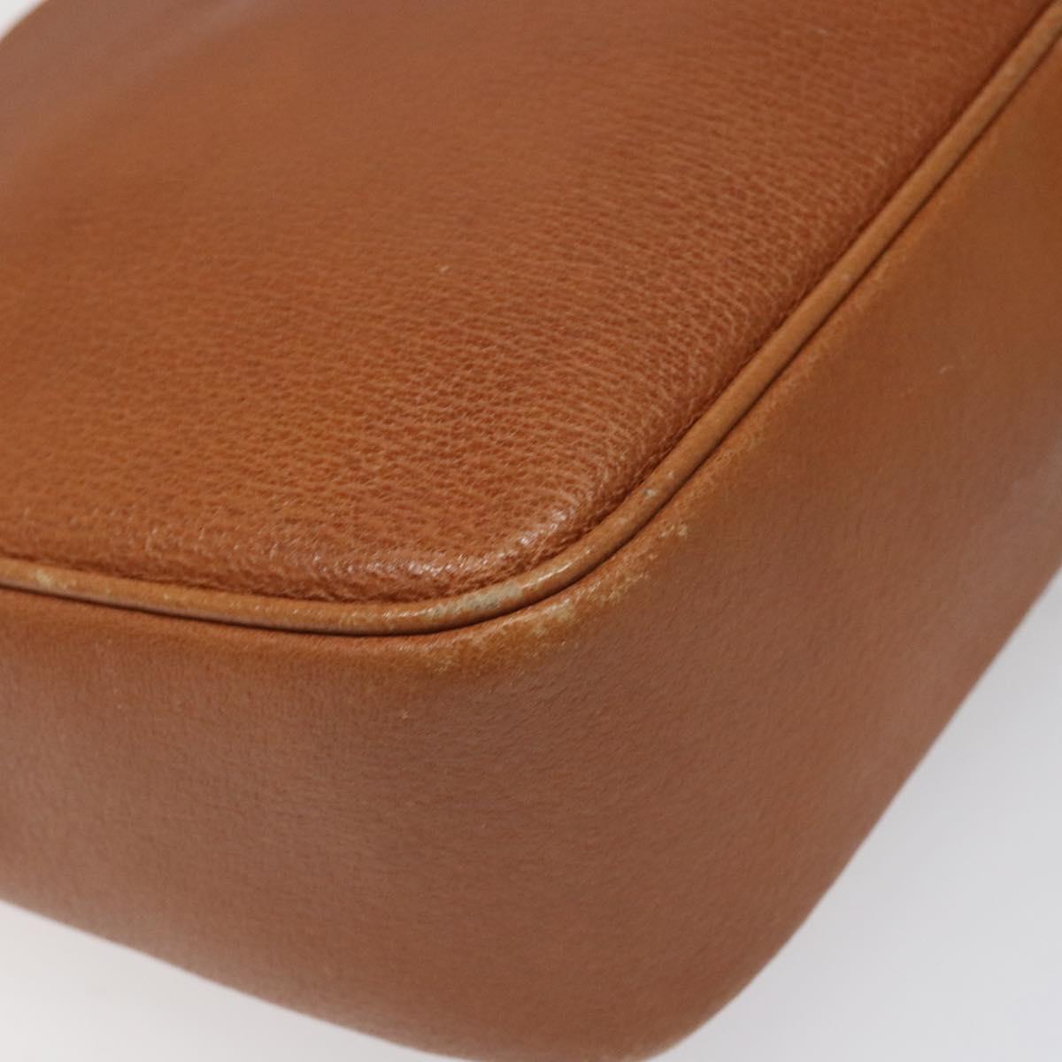 GUCCI Web Sherry Line Shoulder Bag Leather Brown Gold Auth 110342