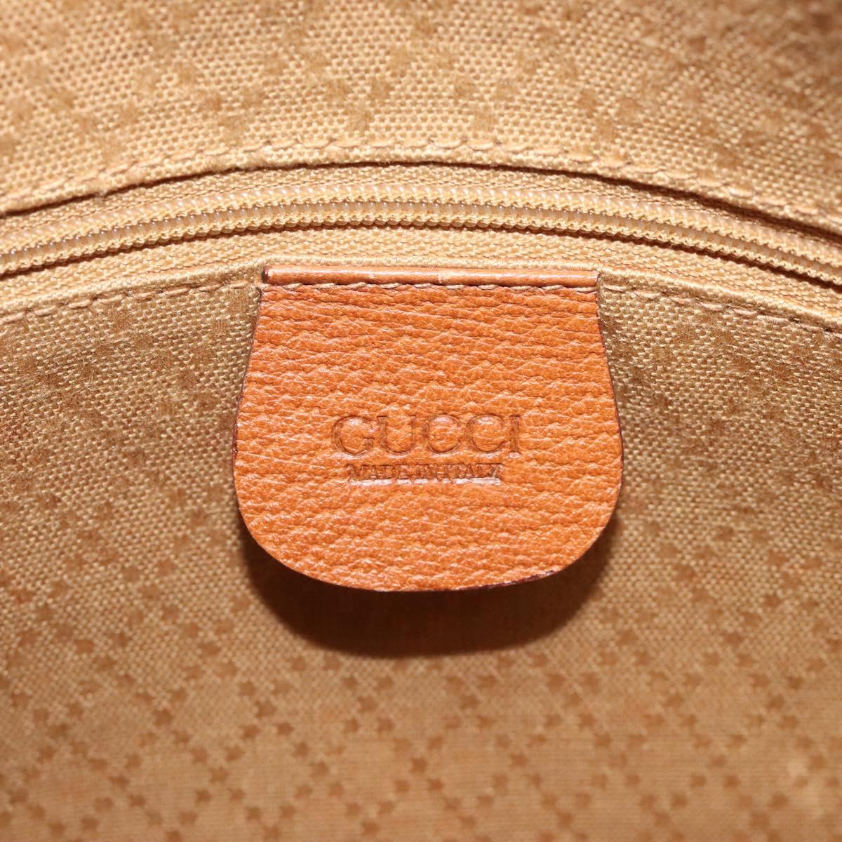GUCCI Web Sherry Line Shoulder Bag Leather Brown Gold Auth 110342