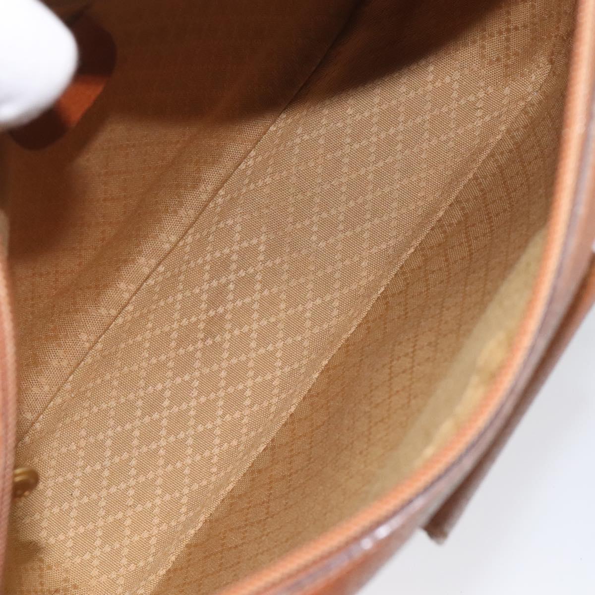 GUCCI Web Sherry Line Shoulder Bag Leather Brown Gold Auth 110342