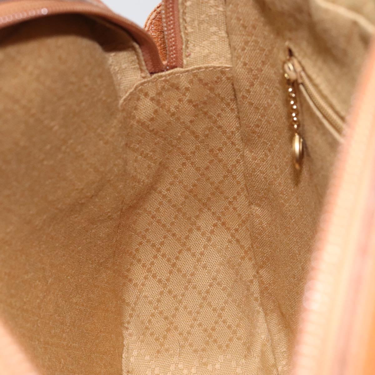 GUCCI Web Sherry Line Shoulder Bag Leather Brown Gold Auth 110342