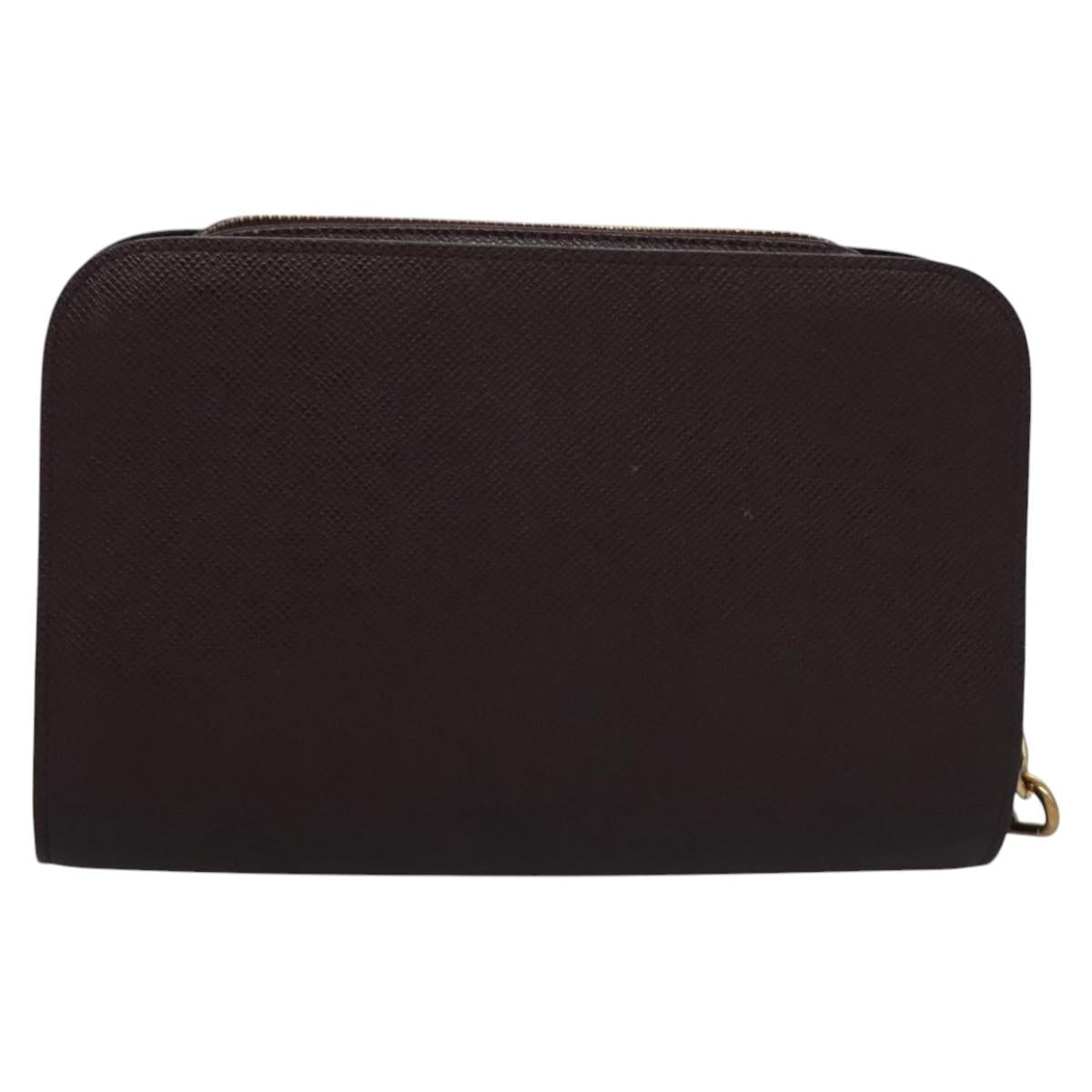 LOUIS VUITTON Taiga Baikal Clutch Bag Acajou M30186 LV Auth 110354