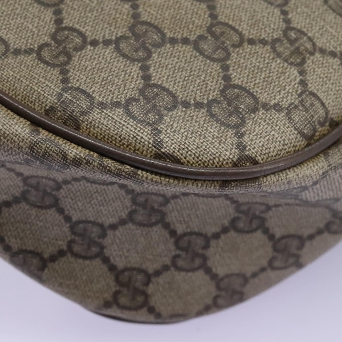 GUCCI Micro GG Supreme Web Sherry Line Shoulder Bag PVC Beige gold Auth 110383