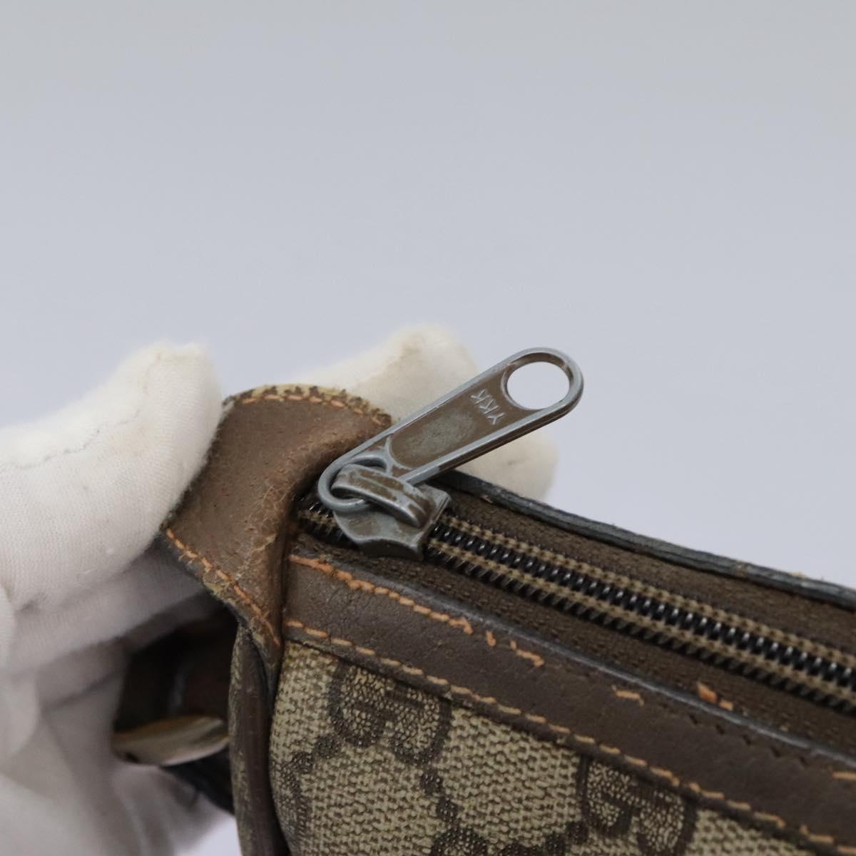 GUCCI Micro GG Supreme Web Sherry Line Shoulder Bag PVC Beige gold Auth 110383