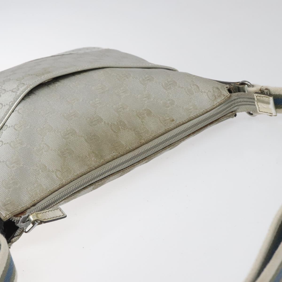 GUCCI GG Canvas Shoulder Bag Silver Blue 145857 Auth 110391