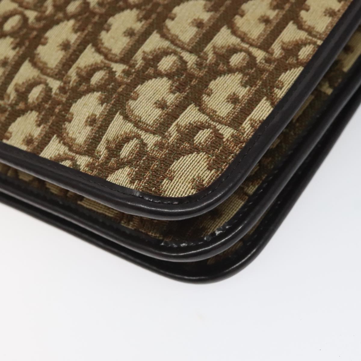 Christian Dior Trotter Canvas Shoulder Bag Brown Auth 110400