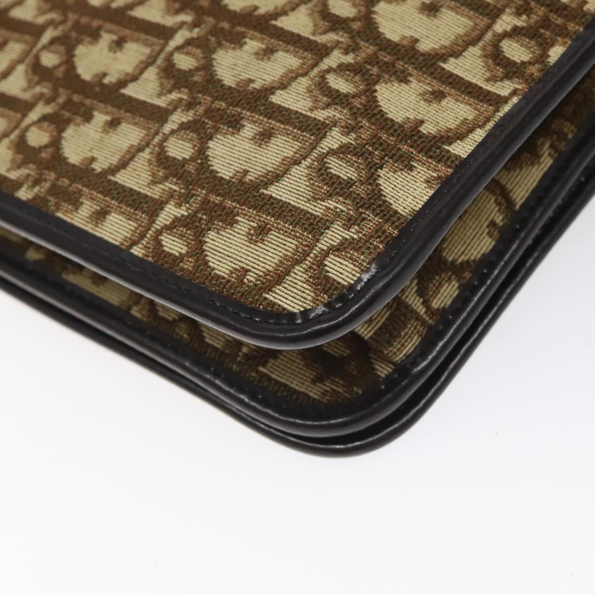 Christian Dior Trotter Canvas Shoulder Bag Brown Auth 110400