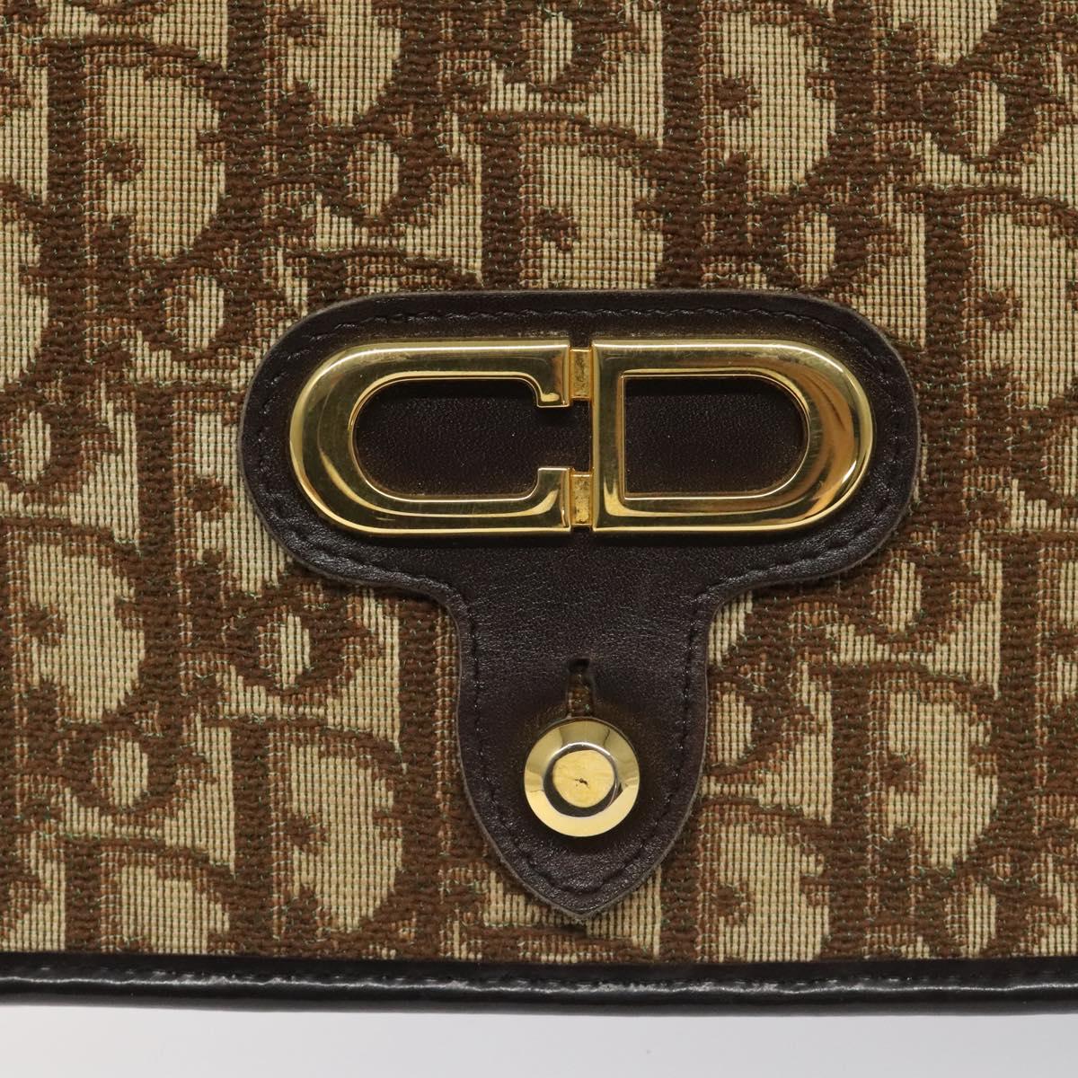 Christian Dior Trotter Canvas Shoulder Bag Brown Auth 110400