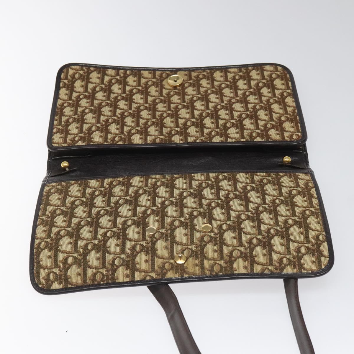 Christian Dior Trotter Canvas Shoulder Bag Brown Auth 110400