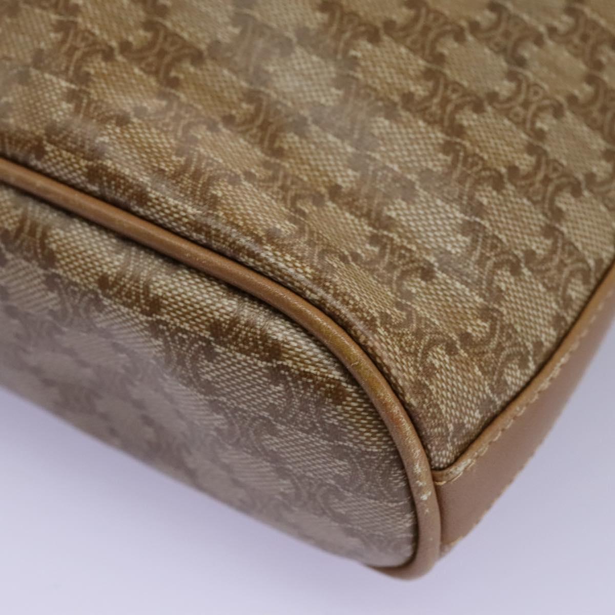 CELINE Macadam Canvas Shoulder Bag PVC Leather Beige Auth 110402