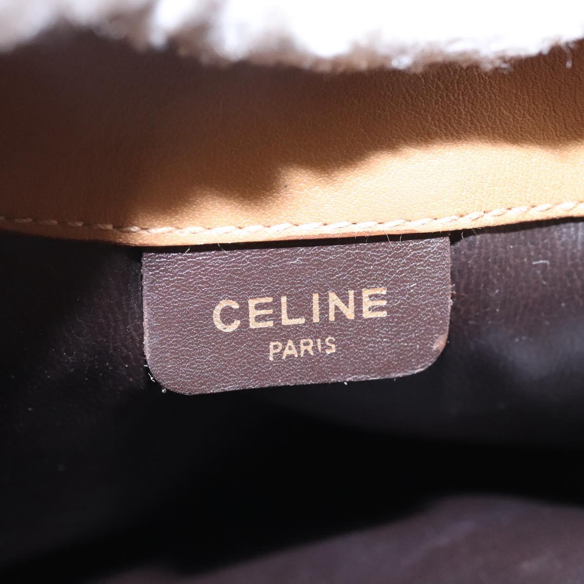 CELINE Macadam Canvas Shoulder Bag PVC Leather Beige Auth 110402