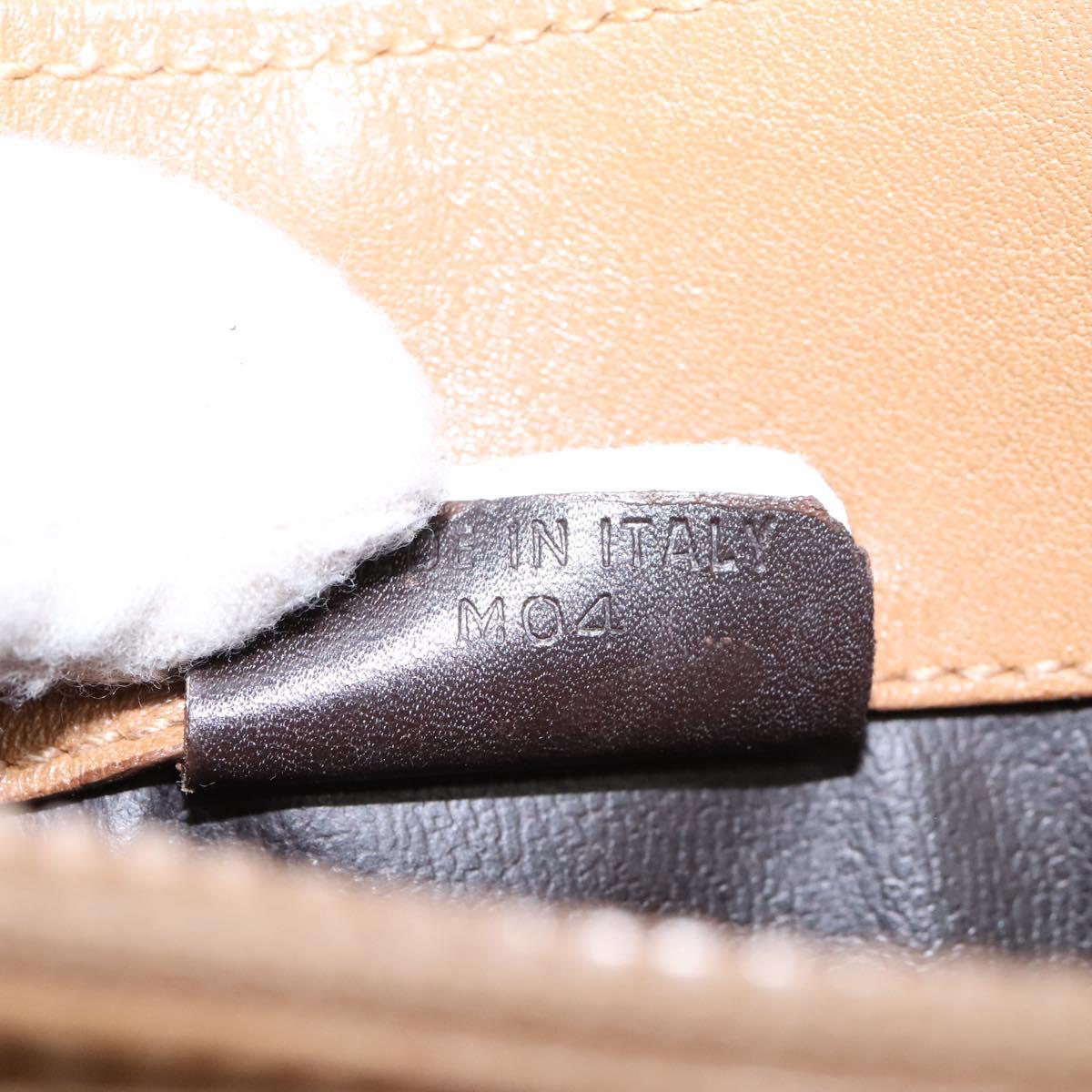 CELINE Macadam Canvas Shoulder Bag PVC Leather Beige Auth 110402