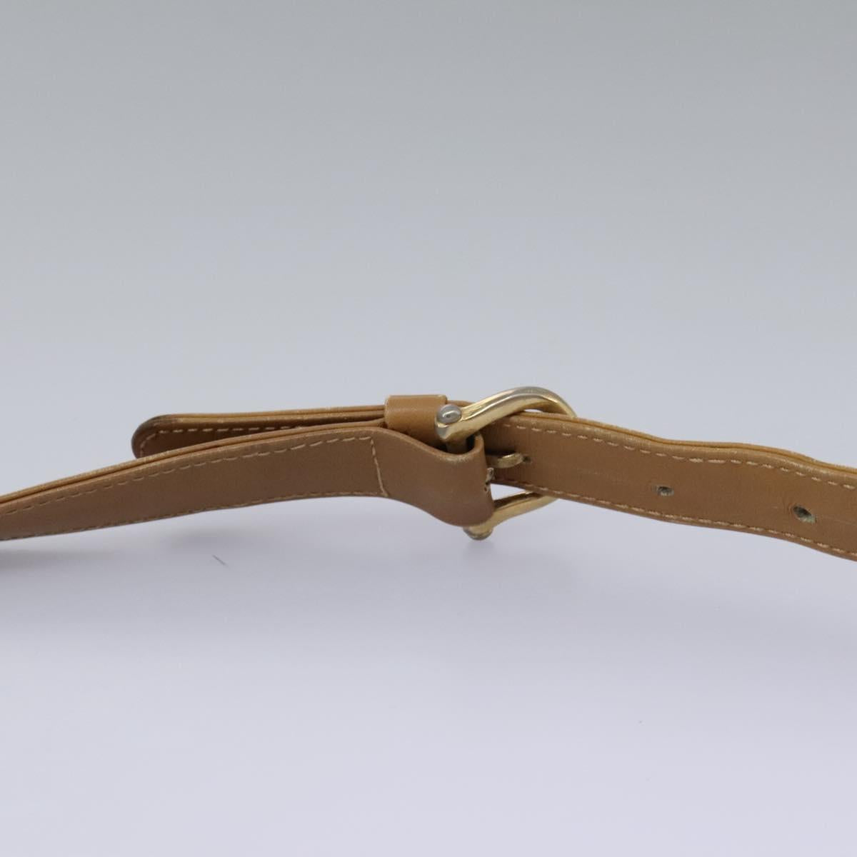 CELINE Macadam Canvas Shoulder Bag PVC Leather Beige Auth 110402