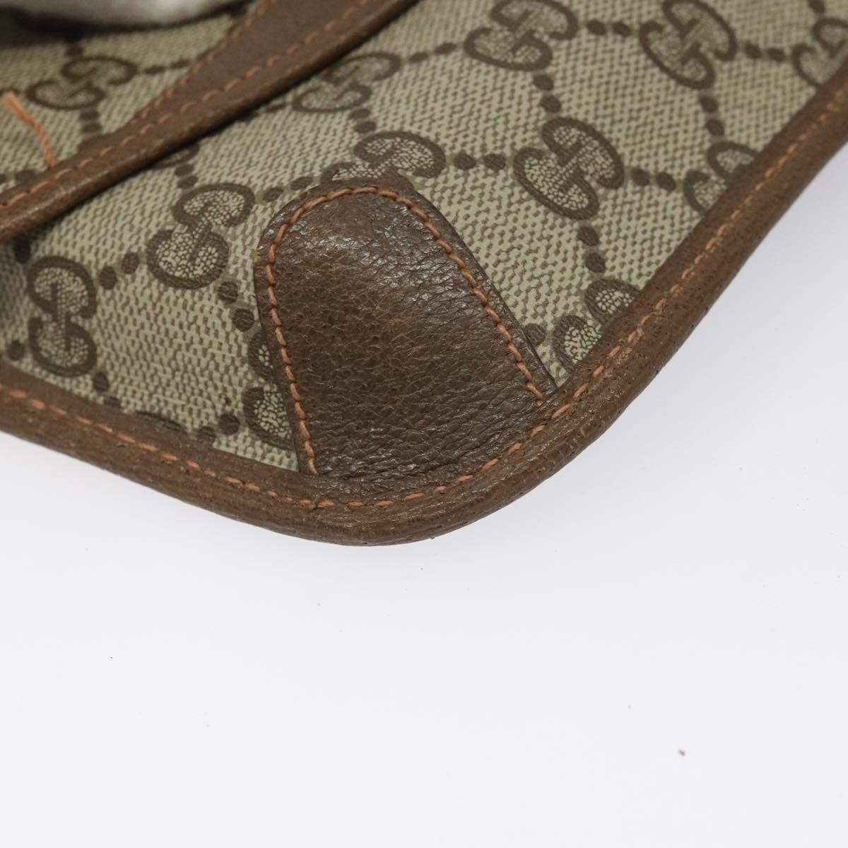 GUCCI GG Supreme Web Sherry Line Pouch PVC Leather Beige 89 01 021 Auth 110412