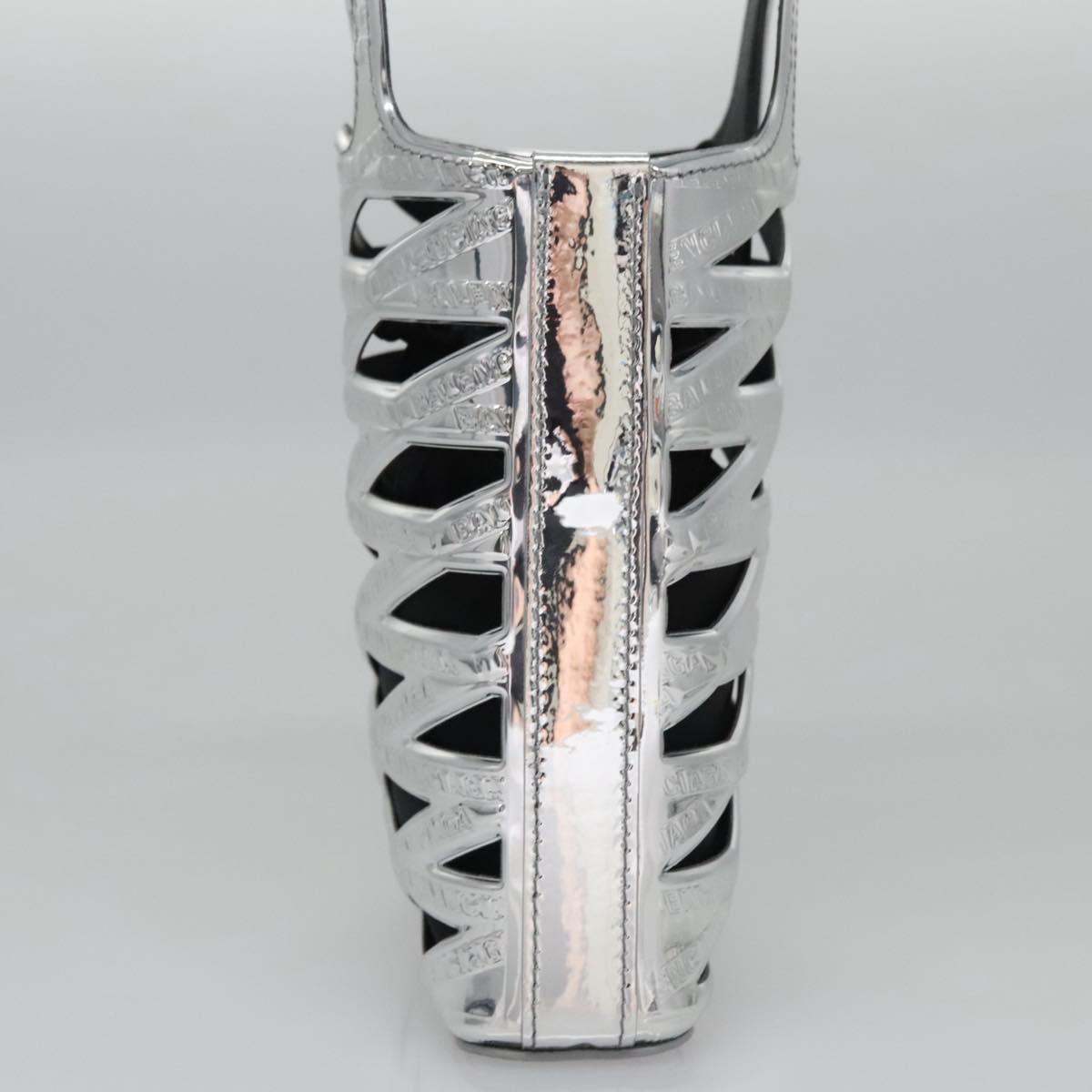 BALENCIAGA Neophone Holder Shoulder Bag Enamel Silver 660787 Auth 110436AV