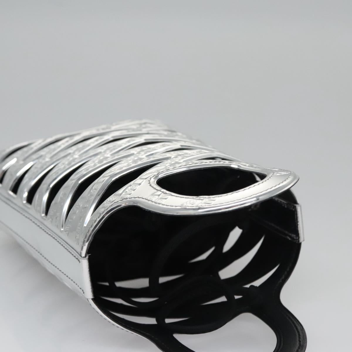 BALENCIAGA Neophone Holder Shoulder Bag Enamel Silver 660787 Auth 110436AV