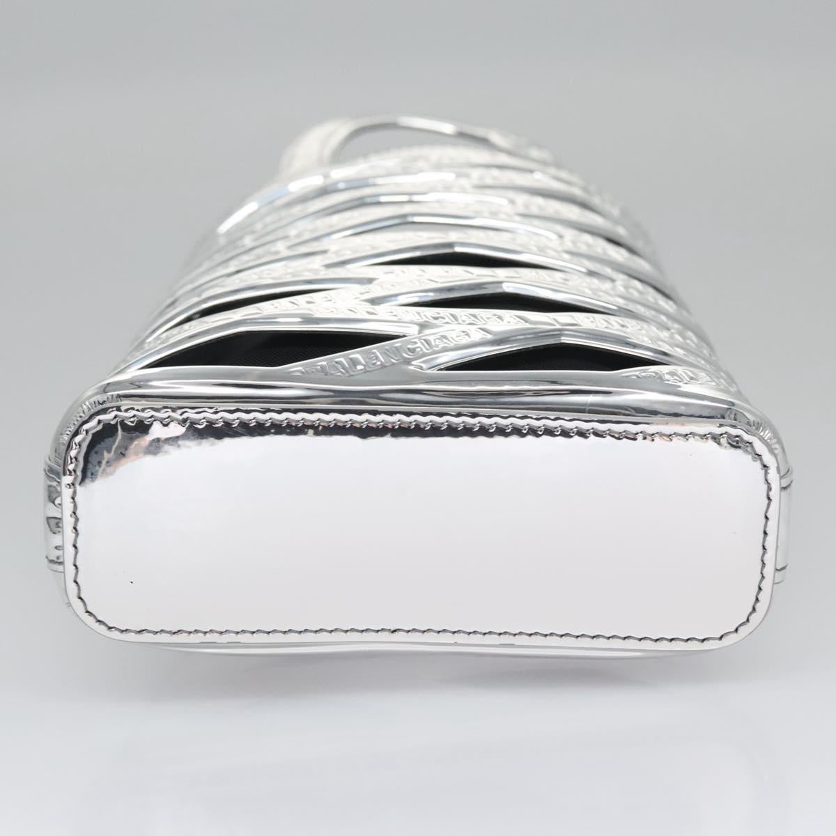BALENCIAGA Neophone Holder Shoulder Bag Enamel Silver 660787 Auth 110436AV