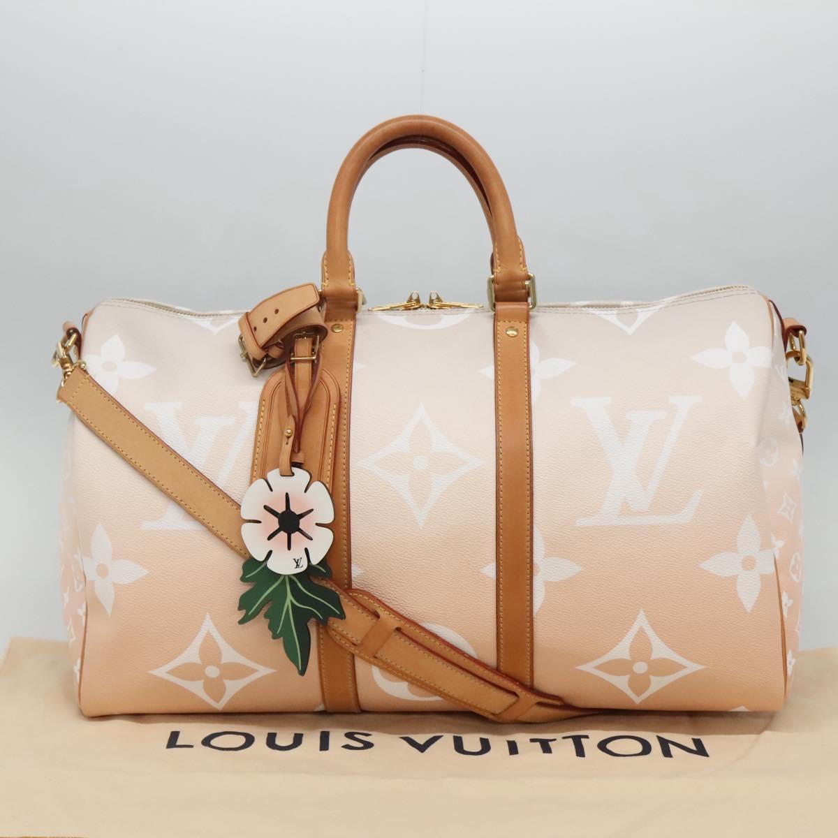 LOUIS VUITTON Monogram Giant Keepall Bandouliere 45 Bag Pink LV Auth 110446SA