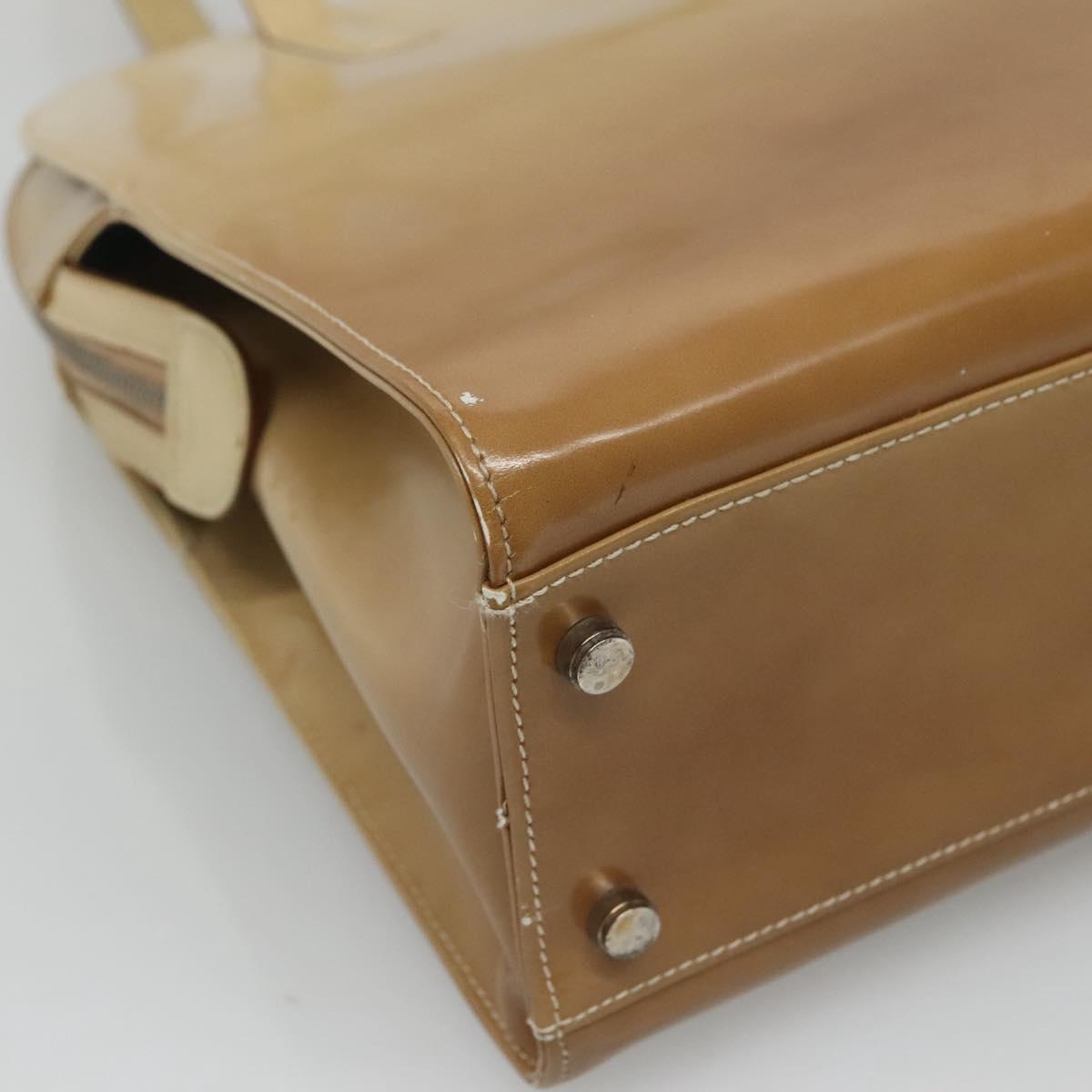 Salvatore Ferragamo Shoulder Bag Patent leather Beige Auth 110481