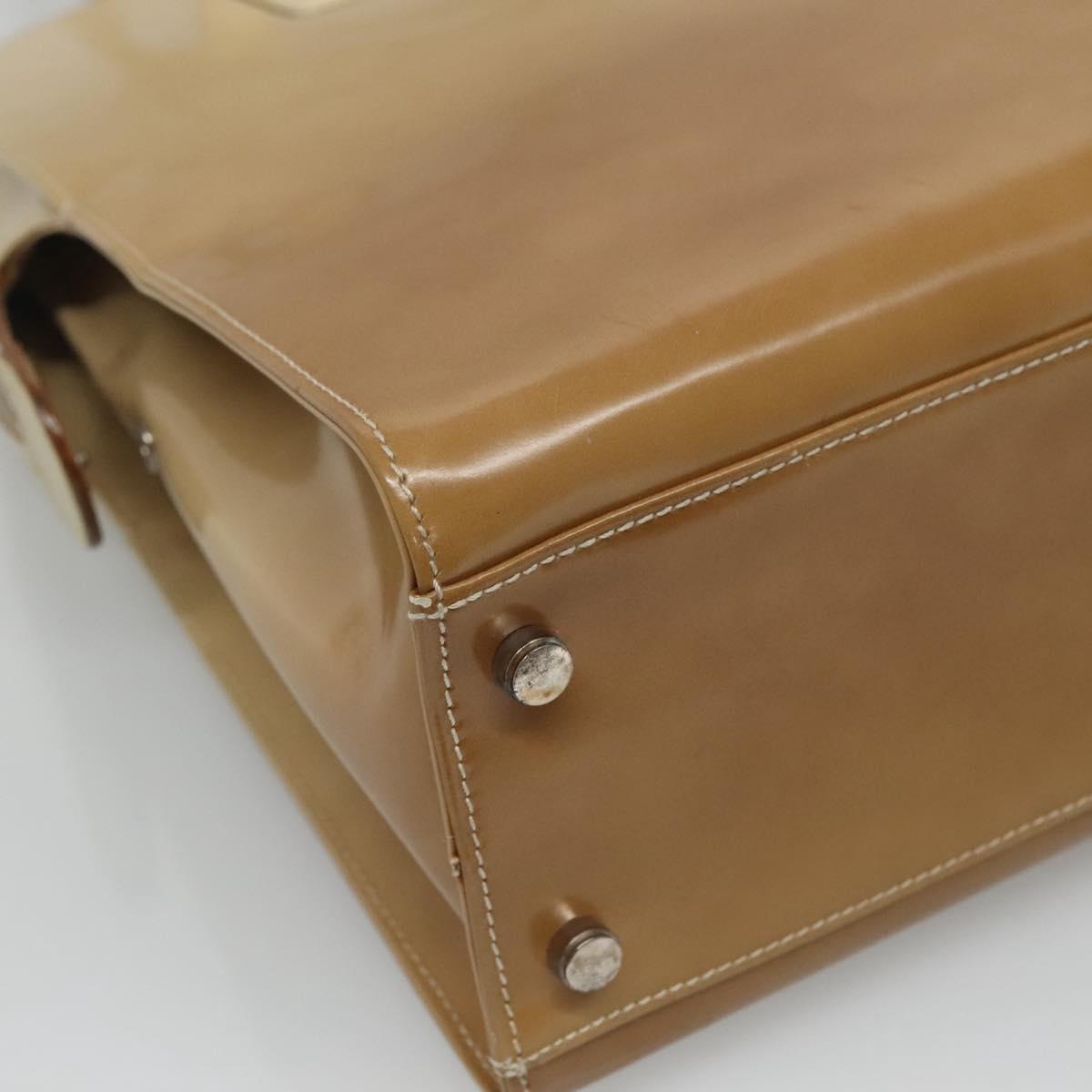 Salvatore Ferragamo Shoulder Bag Patent leather Beige Auth 110481