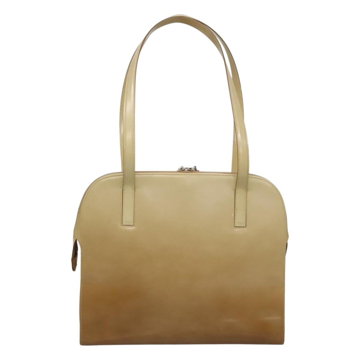 Salvatore Ferragamo Shoulder Bag Patent leather Beige Auth 110481