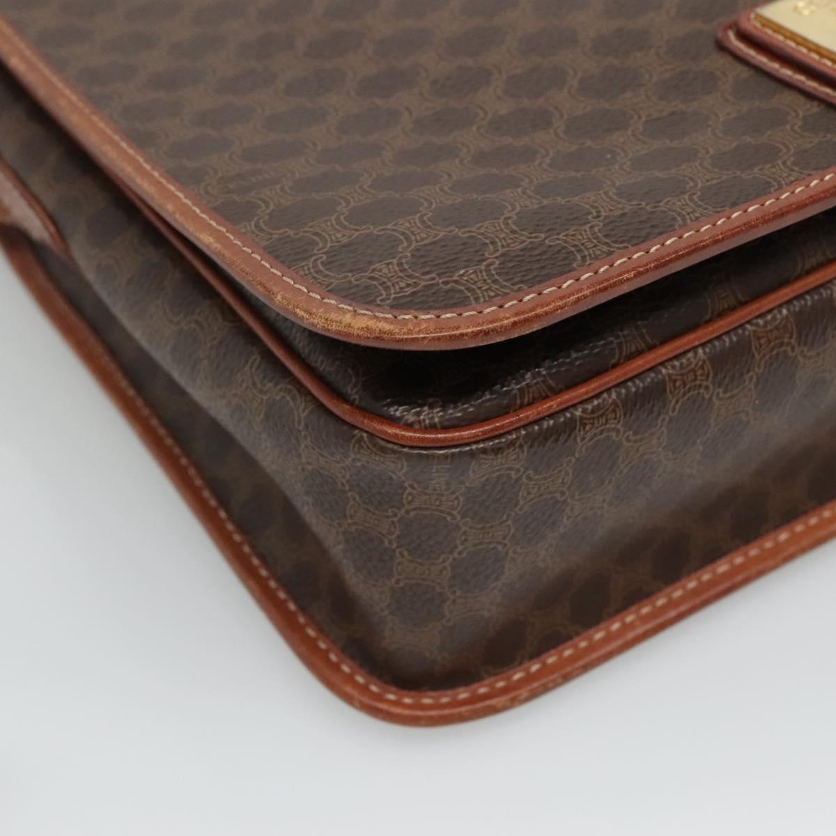 CELINE Macadam Canvas Shoulder Bag PVC Leather Brown Auth 110484