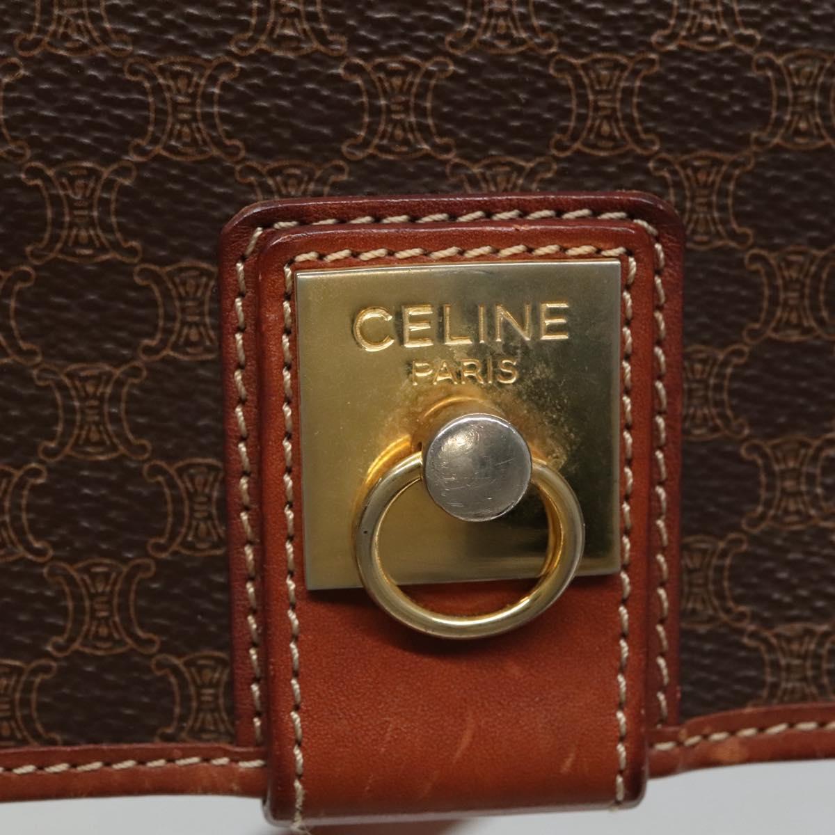 CELINE Macadam Canvas Shoulder Bag PVC Leather Brown Auth 110484