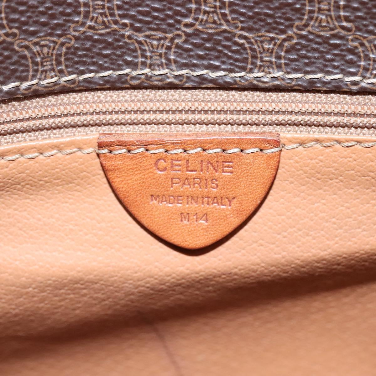 CELINE Macadam Canvas Shoulder Bag PVC Leather Brown Auth 110484