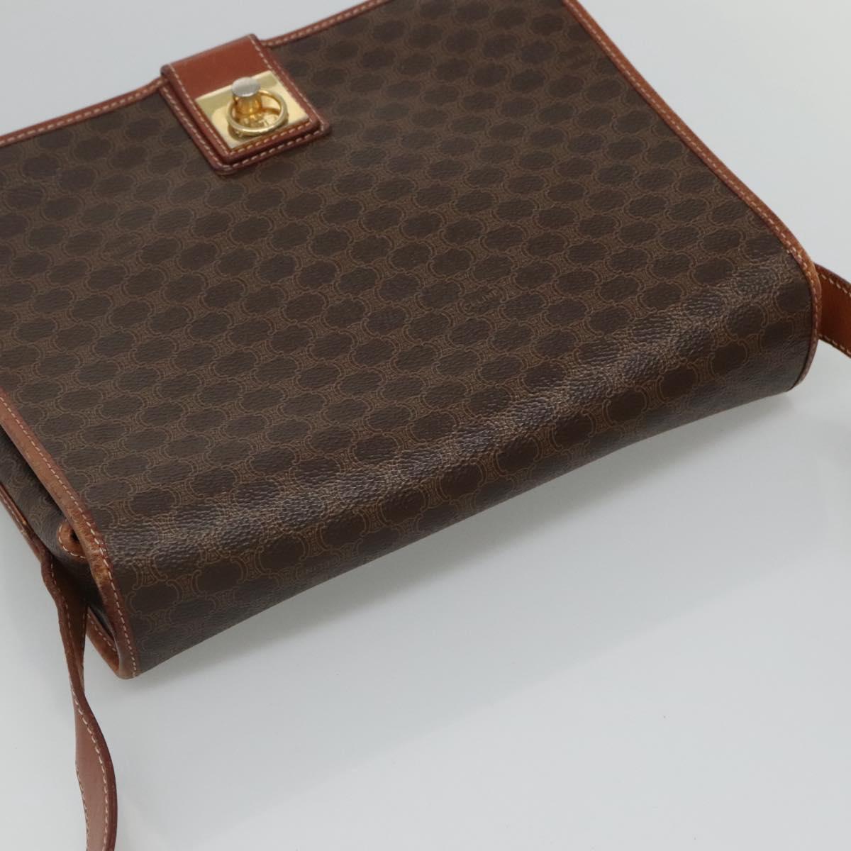 CELINE Macadam Canvas Shoulder Bag PVC Leather Brown Auth 110484