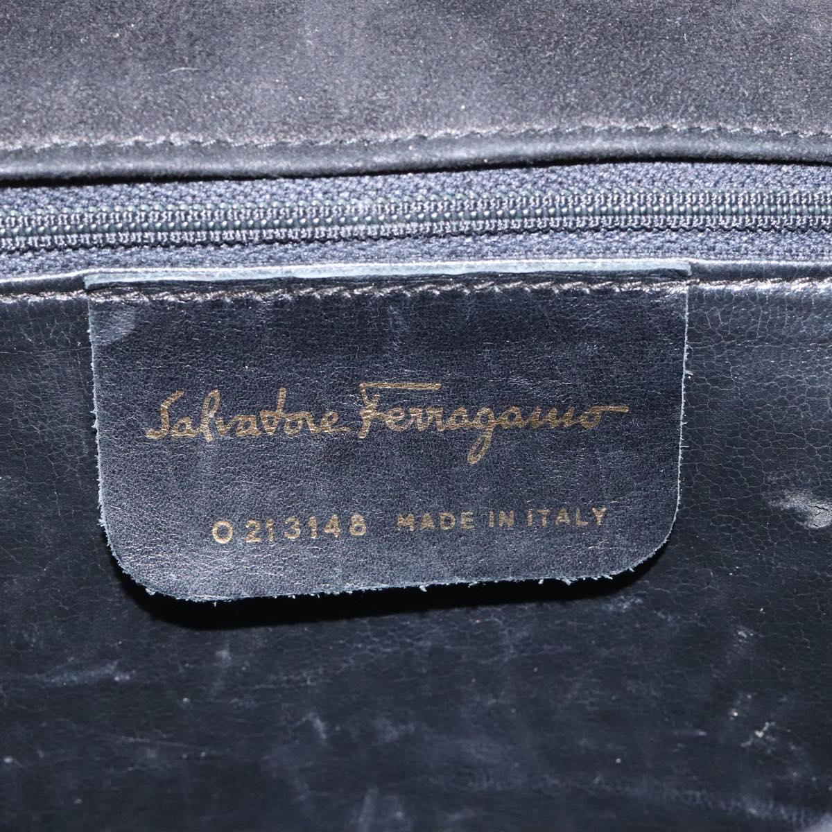 Salvatore Ferragamo Gancini Shoulder Bag Suede Black Gold Auth 110487