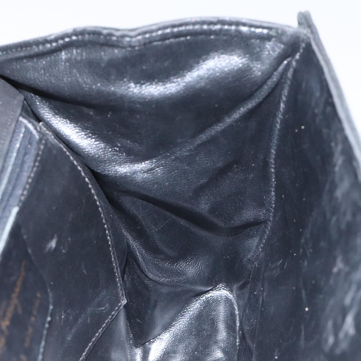 Salvatore Ferragamo Gancini Shoulder Bag Suede Black Gold Auth 110487