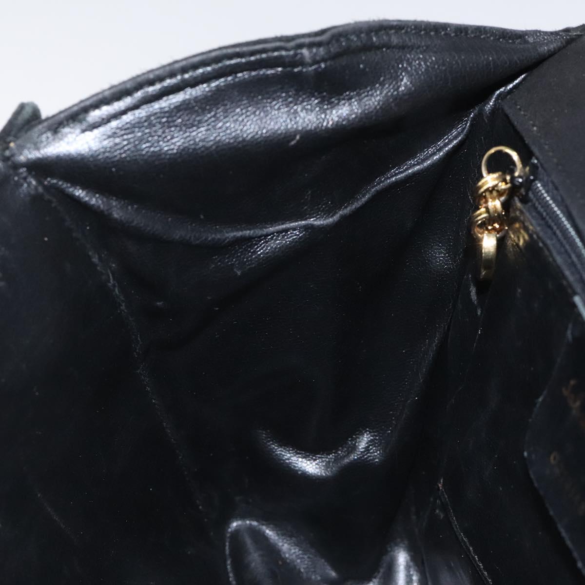 Salvatore Ferragamo Gancini Shoulder Bag Suede Black Gold Auth 110487