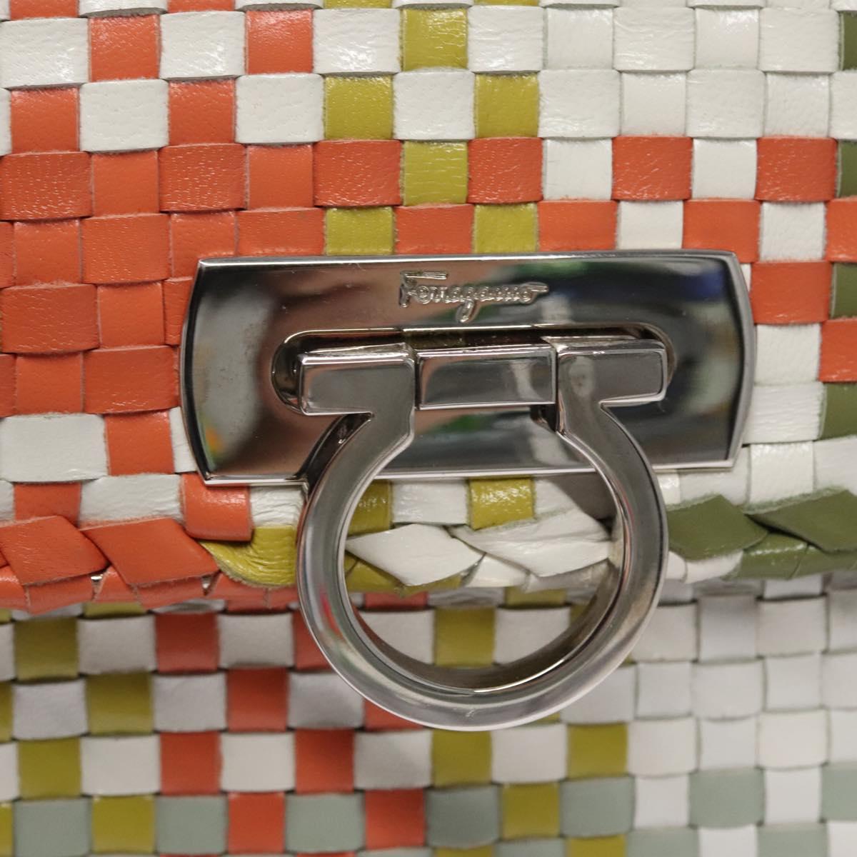 Salvatore Ferragamo Gancini Hand Bag Leather Multicolor Auth 110491AV