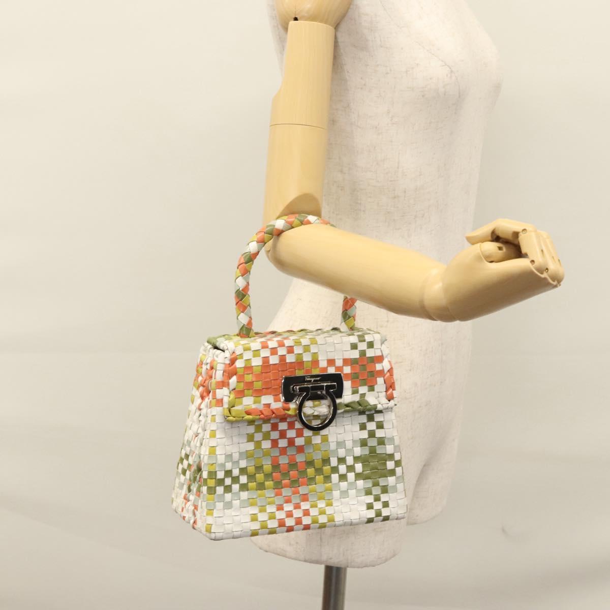 Salvatore Ferragamo Gancini Hand Bag Leather Multicolor Auth 110491AV