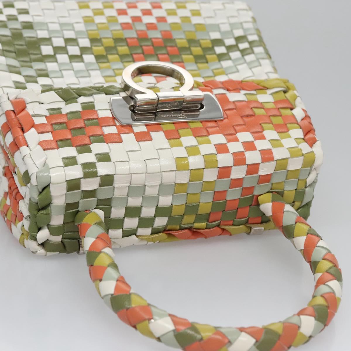 Salvatore Ferragamo Gancini Hand Bag Leather Multicolor Auth 110491AV