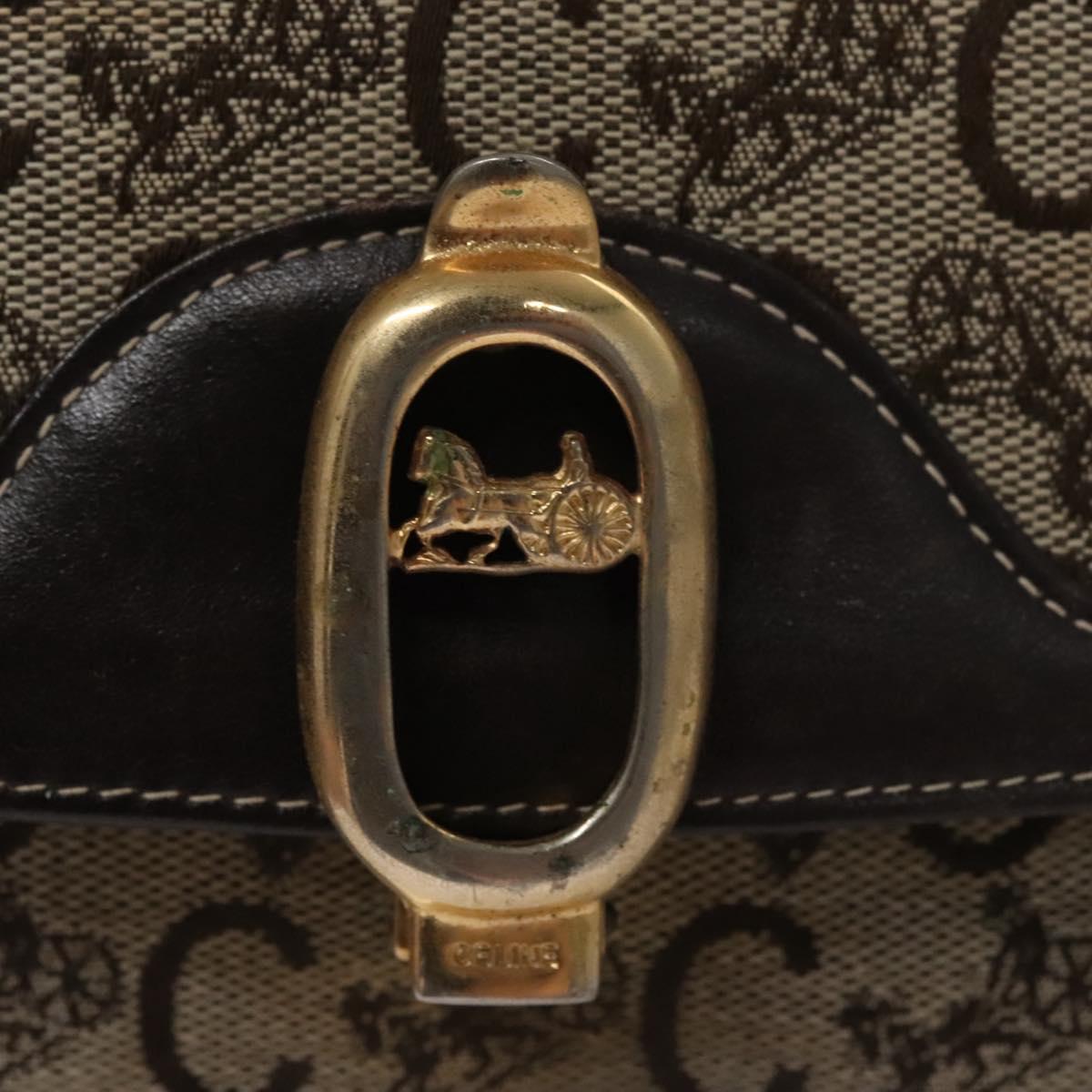 CELINE C Macadam Canvas Shoulder Bag Beige Brown Auth 110506