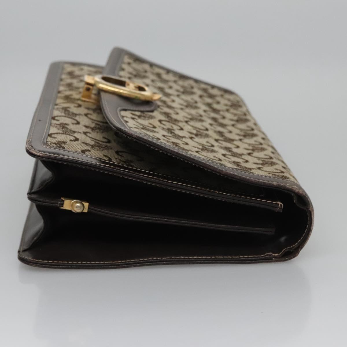 CELINE C Macadam Canvas Shoulder Bag Beige Brown Auth 110506