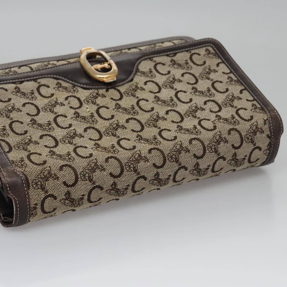 CELINE C Macadam Canvas Shoulder Bag Beige Brown Auth 110506