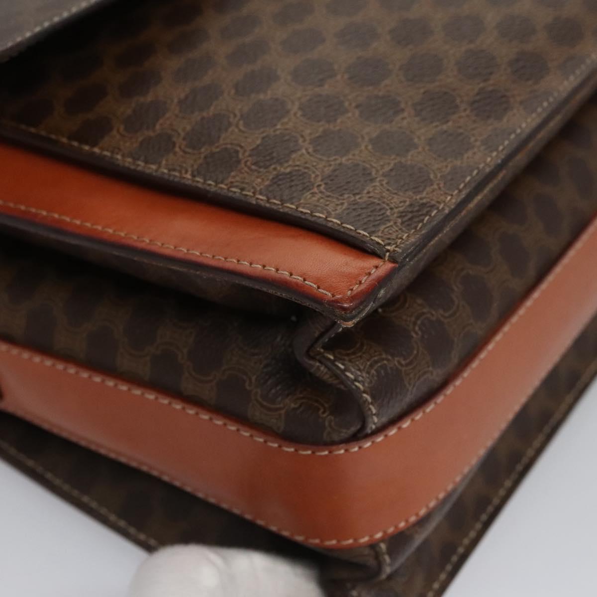 CELINE Macadam Canvas Shoulder Bag PVC Leather Brown Auth 110507