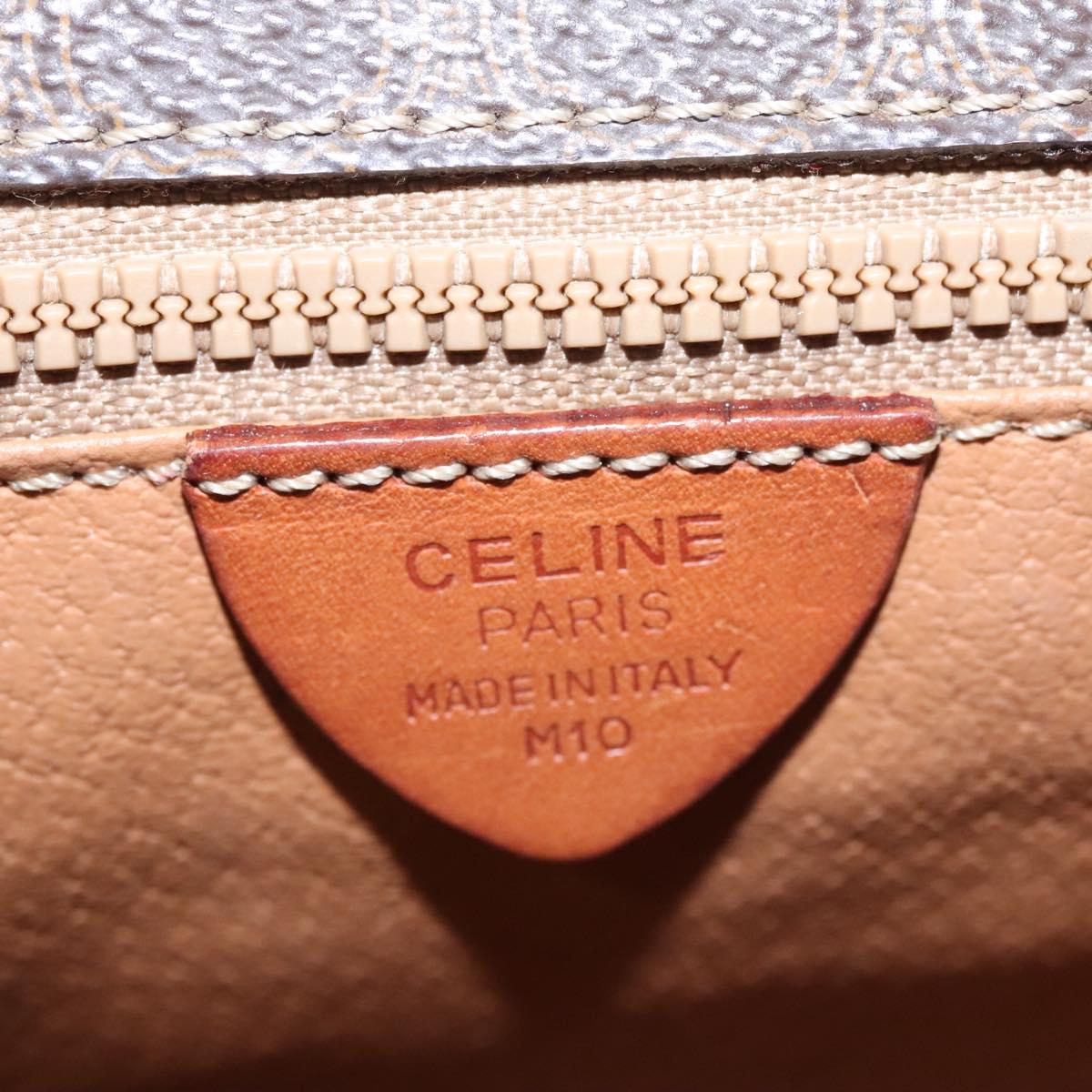 CELINE Macadam Canvas Shoulder Bag PVC Leather Brown Auth 110507