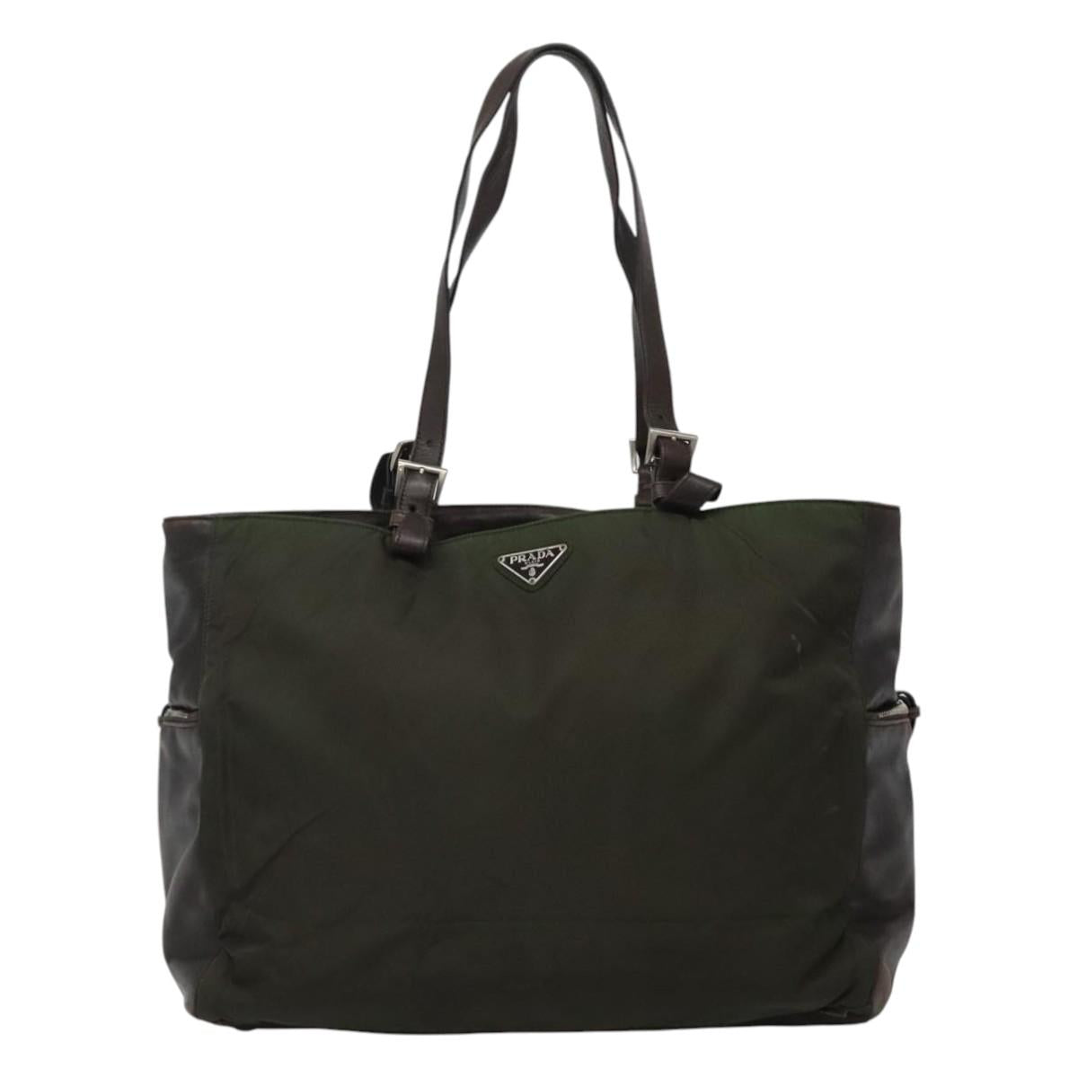 PRADA Tote Bag Nylon Green Auth 110543