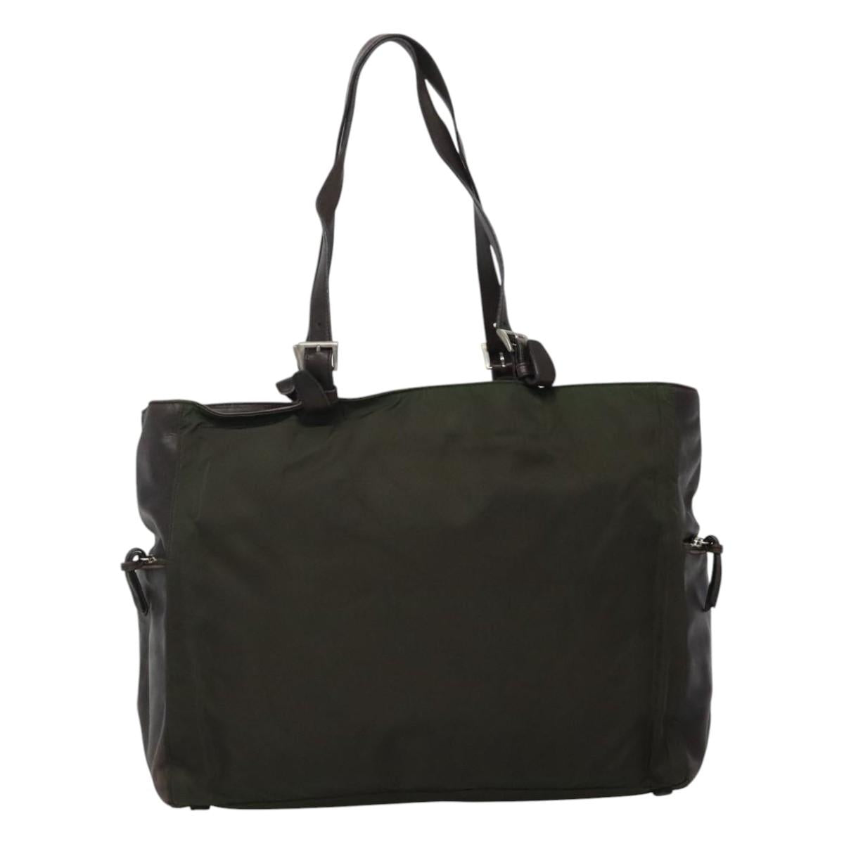 PRADA Tote Bag Nylon Green Auth 110543