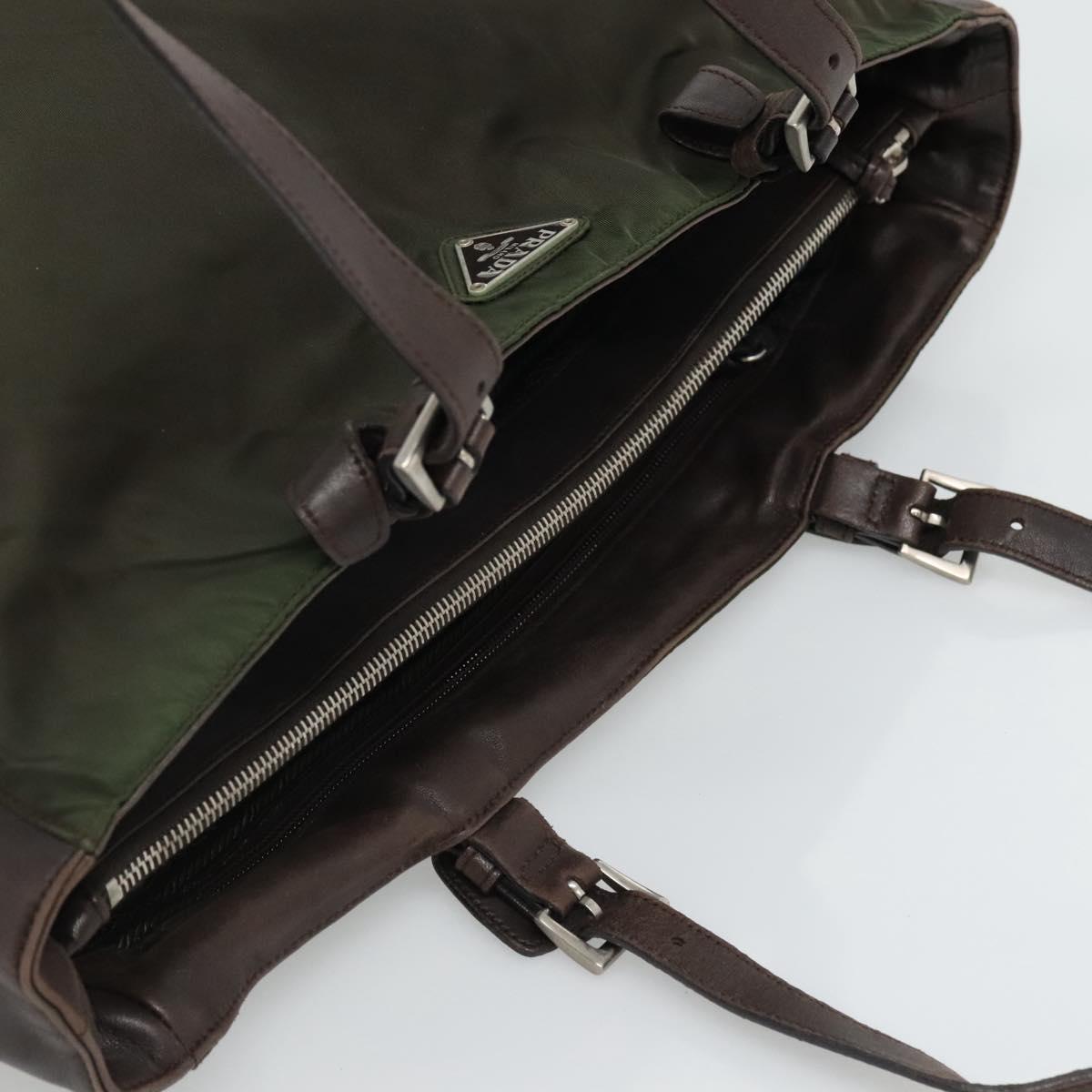 PRADA Tote Bag Nylon Green Auth 110543