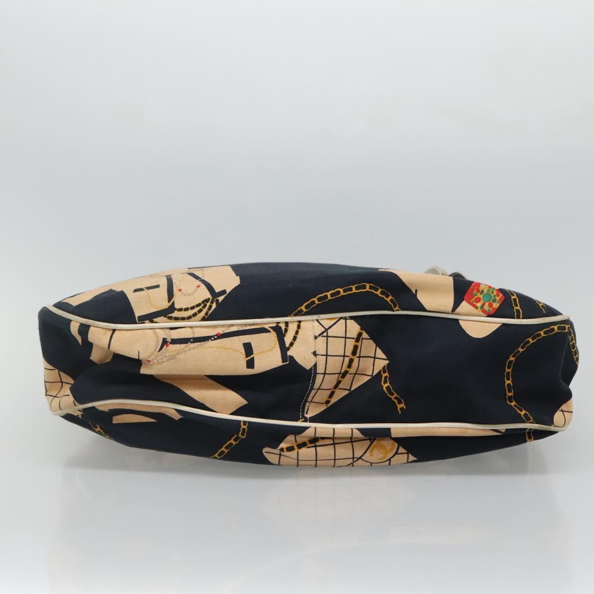 CHANEL Mademoiselle Tote Bag Canvas Navy CC Auth 110544A